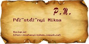 Pöstényi Miksa névjegykártya